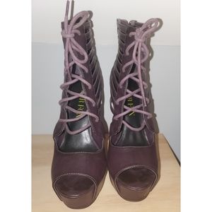 Eggplant Colored Lace Up Heels